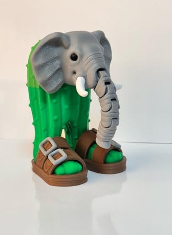 3D Craft Cute Articulated Elephant Cactus Toy - Flexible Animal Figurine with Movable Trunk & Legs - Unique Collectible Desk Decoration for Kids & Adults - Fun Gift, Creative Fidget Toy - Image 3